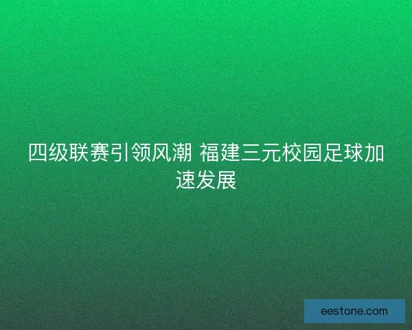 四级联赛引领风潮 福建三元校园足球加速发展