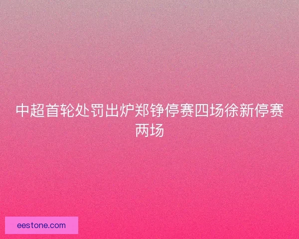 中超首轮处罚出炉郑铮停赛四场徐新停赛两场