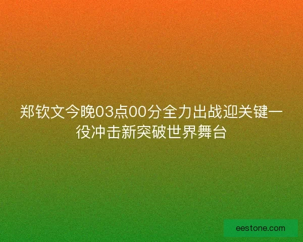 郑钦文今晚03点00分全力出战迎关键一役冲击新突破世界舞台 郑钦文今晚03点00分全力出战迎关键一役冲击新突破世界舞台
