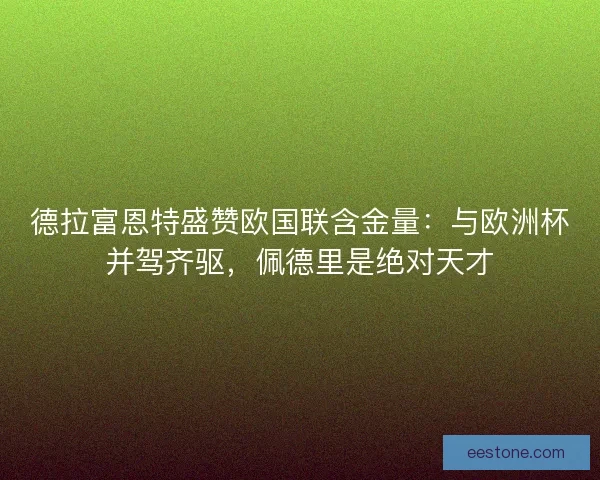 德拉富恩特盛赞欧国联含金量：与欧洲杯并驾齐驱，佩德里是绝对天才